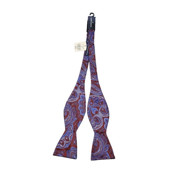 Saddlebred - 100% Silk Paisley Bow Tie - Purple &‎ Burgundy - NWT - Picture 1 of 5